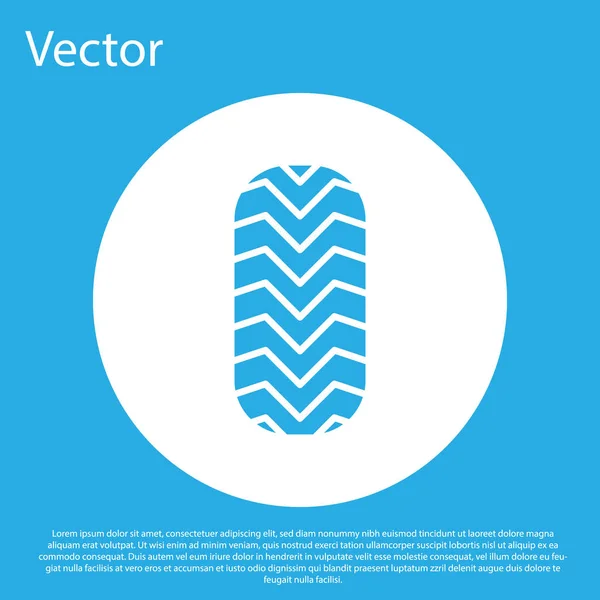 Blaues Autoreifensymbol isoliert auf blauem Hintergrund. weißer Kreis-Knopf. Vektorillustration — Stockvektor