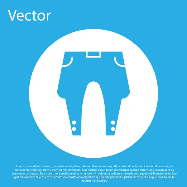Icono de Pantalones Azules aislado sobre fondo azul. Botón círculo blanco. Ilustración vectorial — Vector de stock