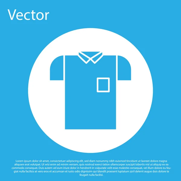 Blaues Polo-Shirt-Symbol auf blauem Hintergrund. weißer Kreis-Knopf. Vektorillustration — Stockvektor