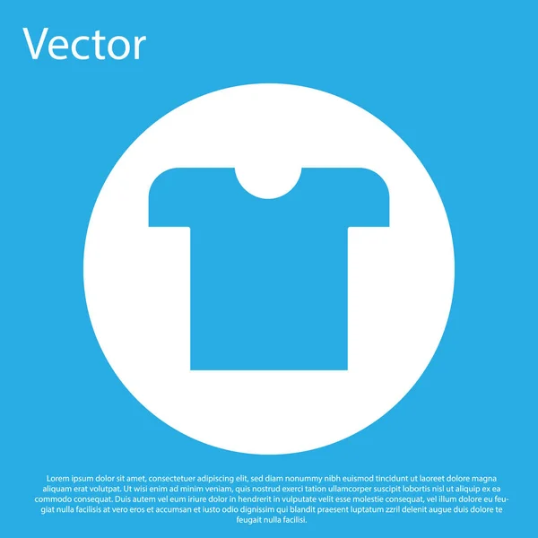 Ícone de camiseta azul isolado no fundo azul. Botão de círculo branco. Ilustração vetorial —  Vetores de Stock