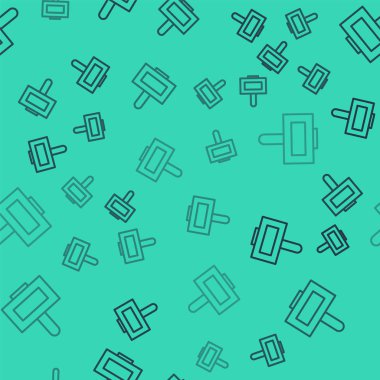 Siyah çizgi tırnak cilası ikonu yeşil arka planda izole edilmiş pürüzsüz desen. Vektör İllüstrasyonu