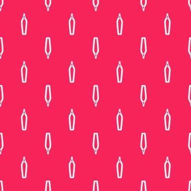 Beyaz çizgi Kaş cımbızı simgesi kırmızı arkaplanda izole edilmiş pürüzsüz desen. Saçlar için kozmetik cımbız. Vektör İllüstrasyonu