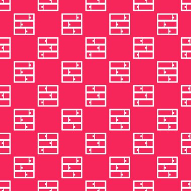 Beyaz çizgi Shelf simgesi kırmızı arkaplanda izole edilmiş. Raflar işaretli. Vektör İllüstrasyonu