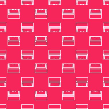 Beyaz çizgi Grand piyano ikonu kırmızı arkaplanda pürüzsüz desen izole etti. Müzik aleti. Vektör İllüstrasyonu