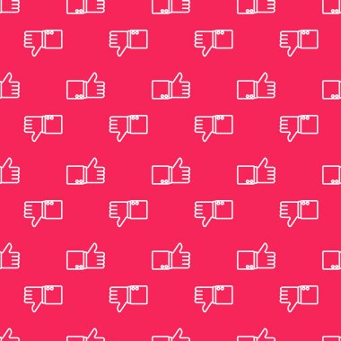 Beyaz çizgili el başparmağı kırmızı arka planda izole edilmiş bir iz. Vektör İllüstrasyonu