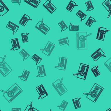 Siyah çizgi sistem hata konsepti simgesi yeşil arkaplanda izole edilmiş pürüzsüz desen. Kod hatası konsepti. Sistemde hata var. Böcek araması. Vektör İllüstrasyonu