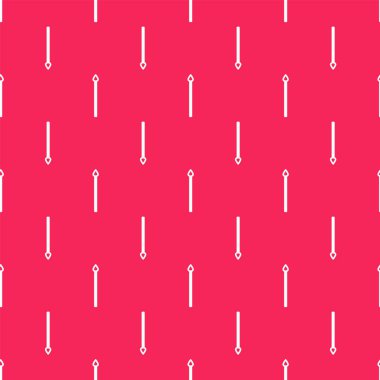 Beyaz çizgi Ortaçağ mızrak ikonu kırmızı arkaplanda kusursuz desen izole etti. Ortaçağ silahı. Vektör İllüstrasyonu