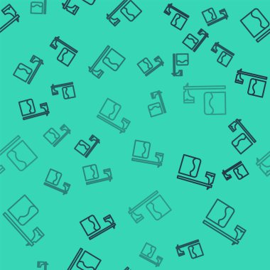 Ağaç bloğu simgesindeki siyah çizgi cellat baltası yeşil arkaplanda izole edilmiş pürüzsüz desen. Cellat, işkenceci, cellat, işkenceci, kasap, cellat. Vektör İllüstrasyonu