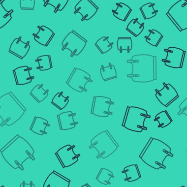 Siyah çizgi vücut zırhı ikonu yeşil arka planda pürüzsüz desen izole etti. Vektör İllüstrasyonu