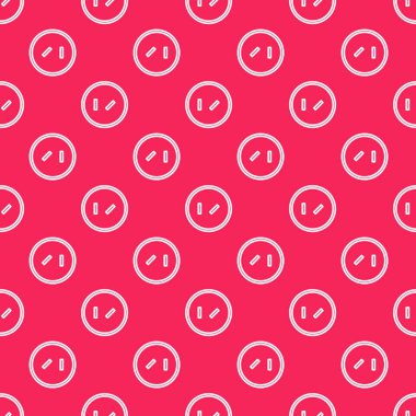 Beyaz çizgi yuvarlak tahta kalkan ikonu kırmızı arka planda izole edilmiş pürüzsüz desen. Güvenlik, güvenlik, koruma, mahremiyet, koruma kavramı. Vektör İllüstrasyonu