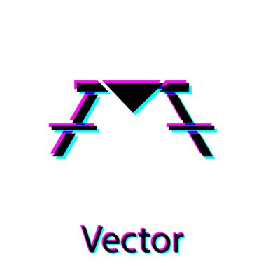 Masa simgesinin her iki tarafında da beyaz arka planda izole sıralar olan siyah piknik masası. Vektör İllüstrasyonu