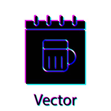 Siyah Aziz Patrick Günü, takvim simgesi beyaz arka planda izole edilmiş. Dört yapraklı yonca sembolü. Tarih 17 Mart. Vektör İllüstrasyonu