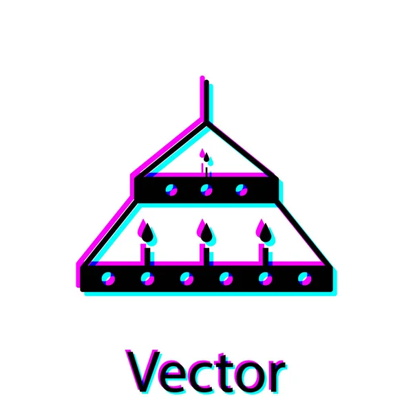 Lámpara de araña de acero macizo negro con velas en icono medieval aislado sobre fondo blanco. Ilustración vectorial — Archivo Imágenes Vectoriales