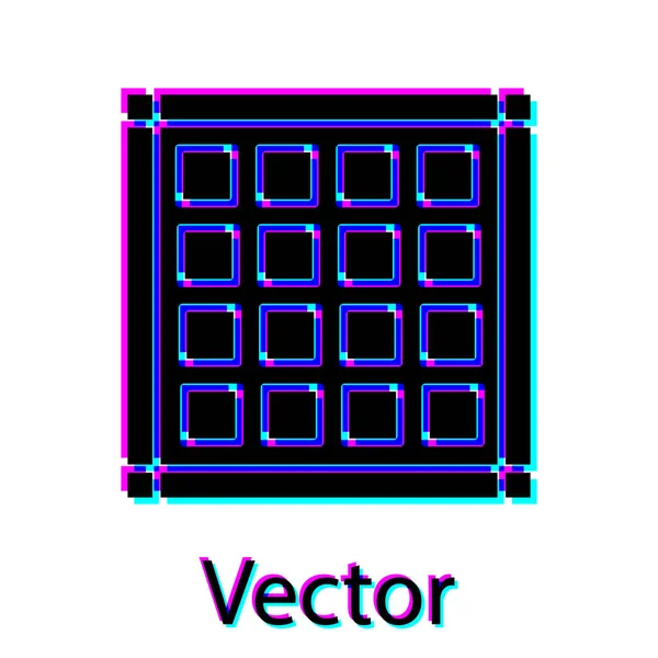 Black Checkered guardanapo ícone isolado no fundo branco. Ilustração vetorial — Vetor de Stock