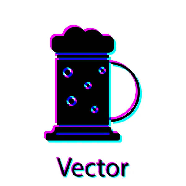 Schwarzer Bierkrug aus Holz isoliert auf weißem Hintergrund. Vektorillustration — Stockvektor