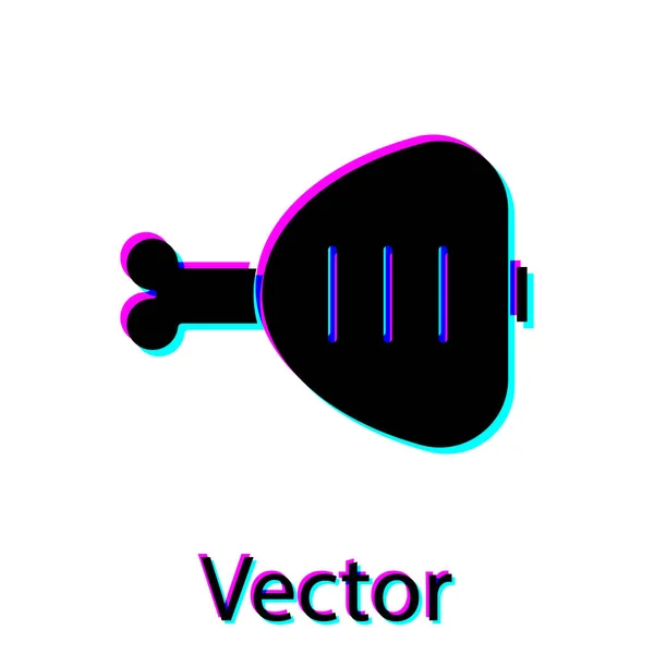 Zwarte kip been pictogram geïsoleerd op witte achtergrond. Kip Drumstick. Vector illustratie — Stockvector