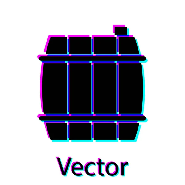 Zwarte houten vat pictogram geïsoleerd op witte achtergrond. Alcohol vat, drank container, houten KEG voor bier, whisky, wijn. Vector illustratie — Stockvector