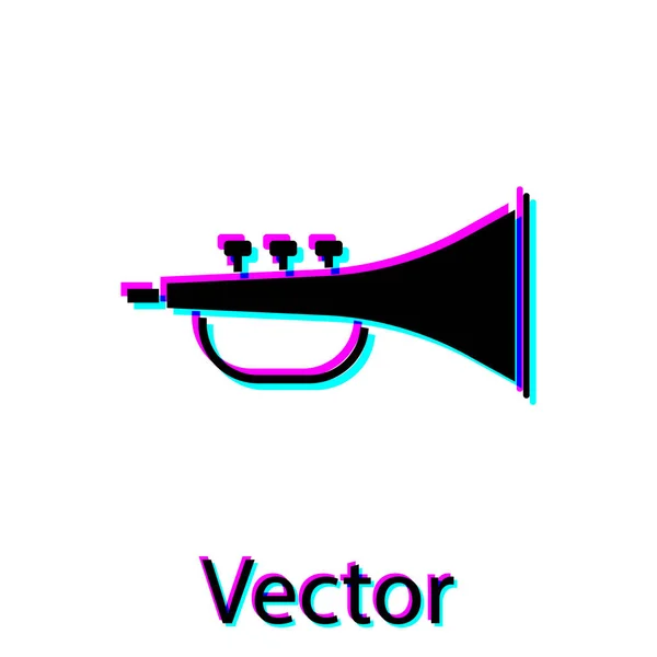 Icono de trompeta de instrumento musical negro aislado sobre fondo blanco. Ilustración vectorial — Vector de stock