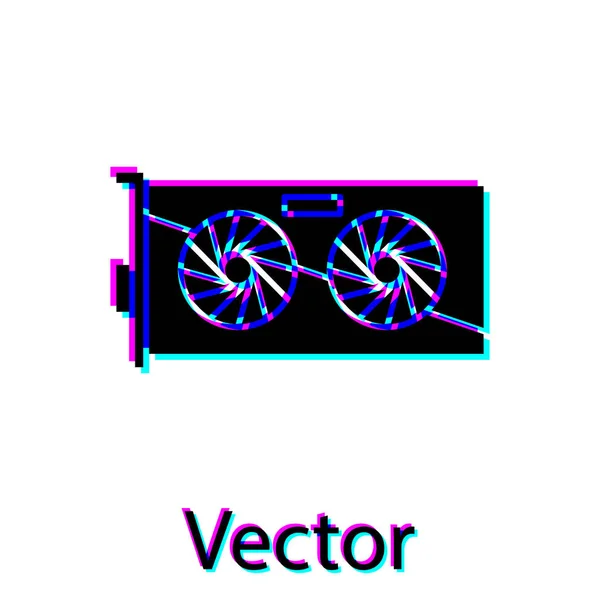 Schwarzes Grafikkartensymbol isoliert auf weißem Hintergrund. Vektorillustration — Stockvektor