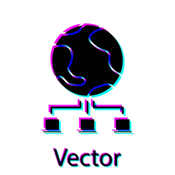 Schwarzes Computernetzwerk-Symbol isoliert auf weißem Hintergrund. Online-Gaming. Laptop-Netzwerk. Internetverbindung. Vektorillustration — Stockvektor
