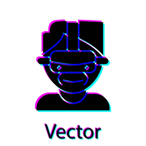 Black Virtual reality bril pictogram geïsoleerd op witte achtergrond. Stereoscopisch 3d vr masker. Vector Illustratie — Stockvector