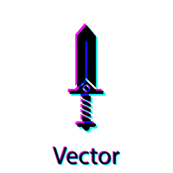 Schwarzes Schwert für Spielsymbol isoliert auf weißem Hintergrund. Vektorillustration — Stockvektor