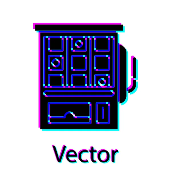 Negro icono de la máquina tragaperras aislado sobre fondo blanco. Ilustración vectorial — Vector de stock