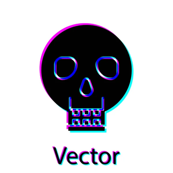 Icono de Black Skull aislado sobre fondo blanco. Feliz fiesta de Halloween. Ilustración vectorial — Vector de stock