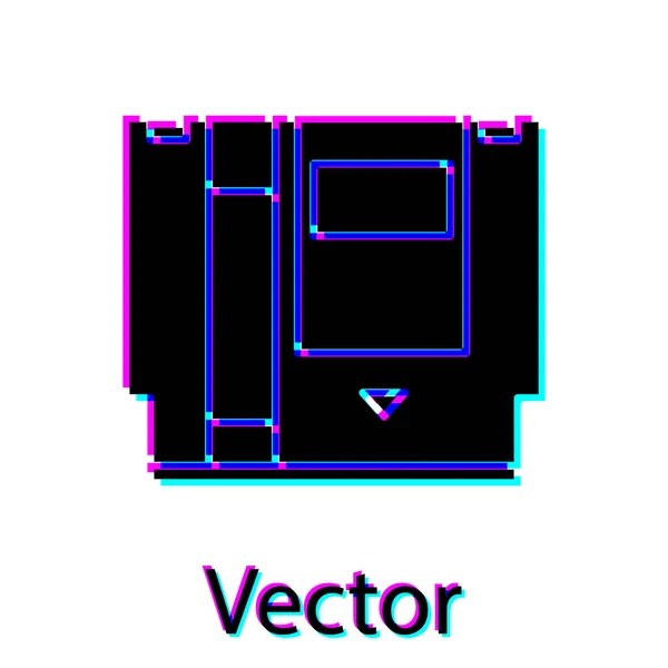 Schwarze Patrone für Retro-Spielkonsolen-Symbol isoliert auf weißem Hintergrund. TV-Spielpatrone. Vektorillustration — Stockvektor