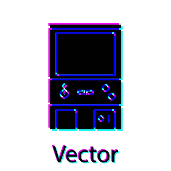 Black Retro arcade game machine icon isolated on white background. Vector Illustration — Stock Vector