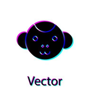 Siyah maymun burç simgesi beyaz arka planda izole edildi. Astrolojik yıldız falı koleksiyonu. Vektör İllüstrasyonu