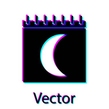 Siyah Ay evreleri takvim simgesi beyaz arkaplanda izole edildi. Vektör İllüstrasyonu