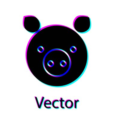 Siyah Domuz burç simgesi beyaz arka planda izole edilmiş. Astrolojik yıldız falı koleksiyonu. Vektör İllüstrasyonu