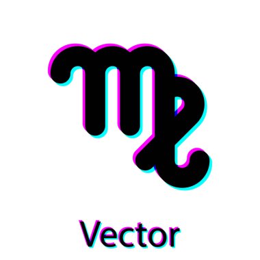 Beyaz arka planda siyah başak burcu simgesi izole edildi. Astrolojik yıldız falı koleksiyonu. Vektör İllüstrasyonu