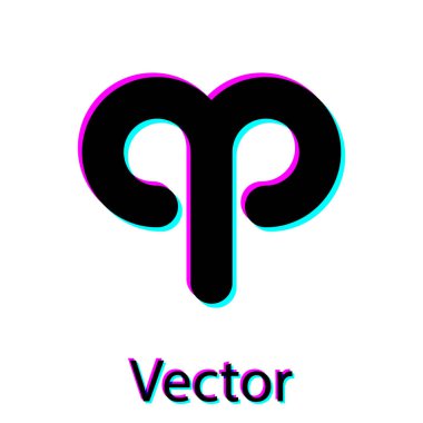 Siyah Koç burcu simgesi beyaz arkaplanda izole edilmiş. Astrolojik yıldız falı koleksiyonu. Vektör İllüstrasyonu