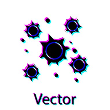 Siyah bakteri simgesi beyaz arka planda izole. Bakteriler ve mikroplar, mikroorganizma hastalığı neden, hücre kanseri, mikrop, virüs, mantar. Vektör Illustration