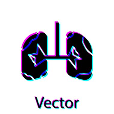 Siyah akciğerler simgesi beyaz arkaplanda izole edildi. Vektör İllüstrasyonu