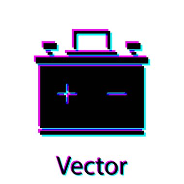 Siyah Araba pil simgesi beyaz arka plan üzerinde izole. Akümülatör pil enerji gücü ve elektrik akümülatör pil. Vektör İllüstrasyonu