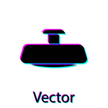 Siyah araba ayna ikonu beyaz arkaplanda izole edilmiş. Vektör İllüstrasyonu