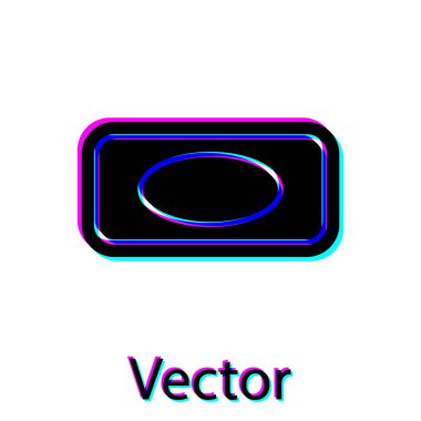 Beyaz zemin üzerinde köpük simgesi olan siyah sabun kalıbı. Köpüklü sabun çubuğu. Vektör İllüstrasyonu