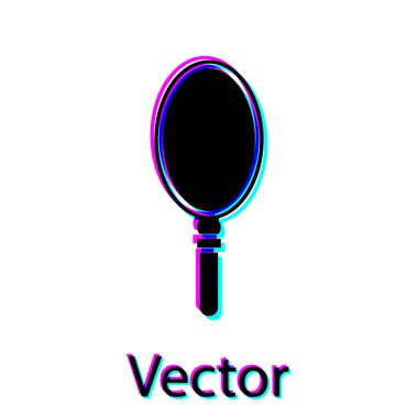 Siyah El ayna simgesi beyaz arkaplanda izole edilmiş. Vektör İllüstrasyonu