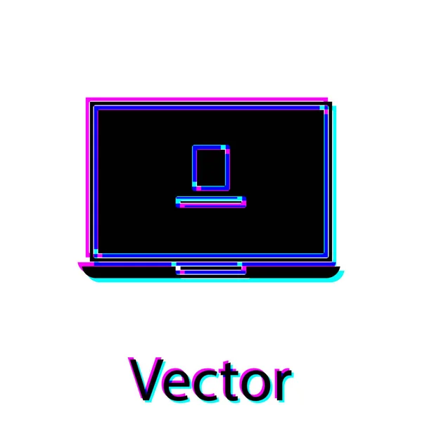 Černá ikona notebooku izolované na bílém pozadí. Počítačový sešit s prázdnou tabulkou. Vektorová ilustrace — Stockový vektor