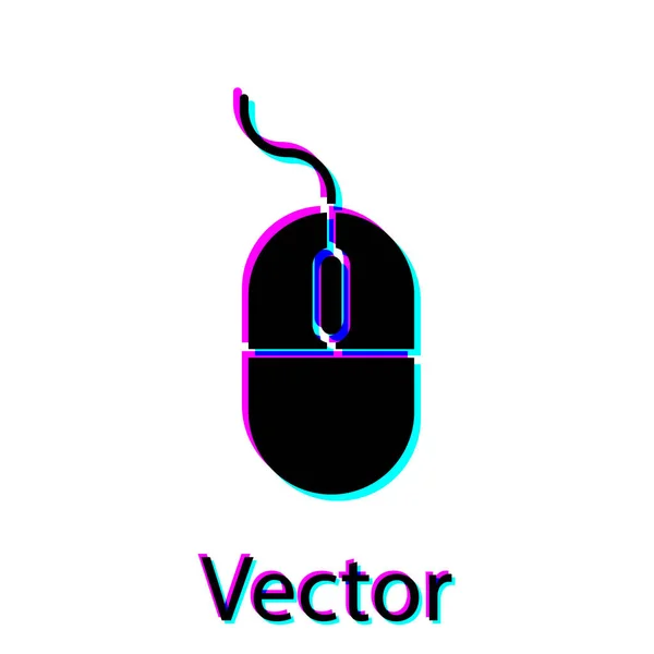 Schwarzes Computermaussymbol isoliert auf weißem Hintergrund. Optik mit Radsymbol. Vektorillustration — Stockvektor