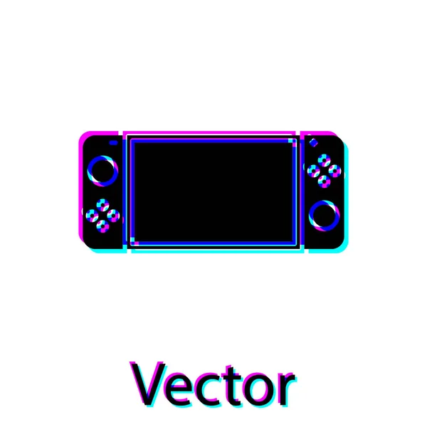 Schwarze tragbare Videospielkonsole Symbol isoliert auf weißem Hintergrund. Gamepad-Zeichen. Spielkonzept. Vektorillustration — Stockvektor