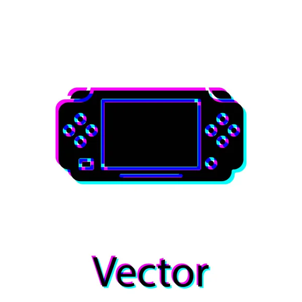 Icono de consola de videojuegos Black Portable aislado sobre fondo blanco. Señal de mando. Concepto de juego. Ilustración vectorial — Vector de stock