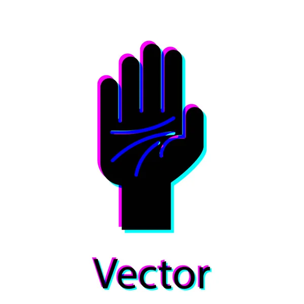 Zwarte Palmistry van de hand pictogram geïsoleerd op witte achtergrond. Vector Illustratie — Stockvector