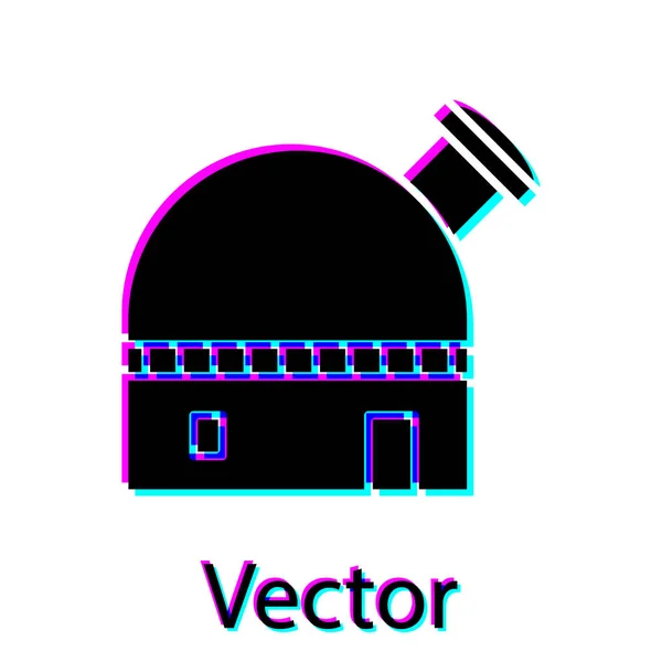 Ícone de observatório astronômico preto isolado em fundo branco. Ilustração vetorial — Vetor de Stock