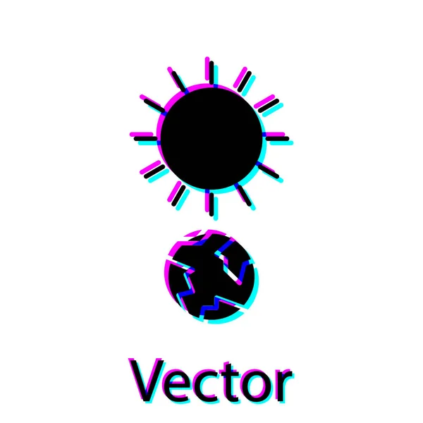 Ícone de solstício preto isolado no fundo branco. Ilustração vetorial — Vetor de Stock