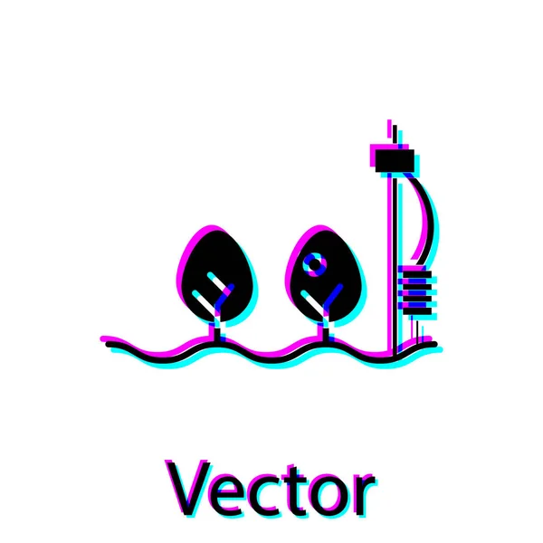 Schwarzer eigenständiger Sensor und Pflanzensymbol isoliert auf weißem Hintergrund. Vektorillustration — Stockvektor