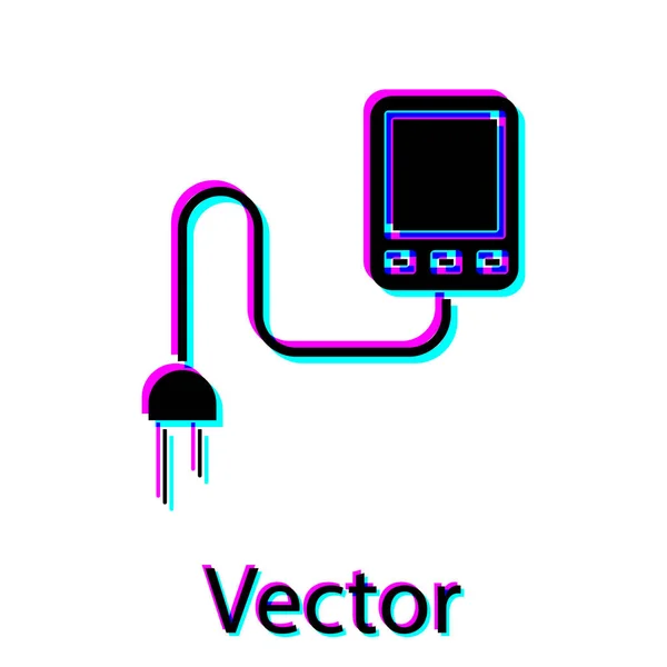 Ícone preto do sensor isolado no fundo branco. Ilustração vetorial — Vetor de Stock